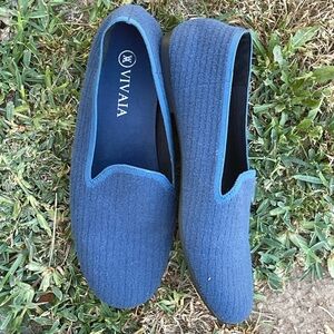 VIVAIA Blue Knit Slip-On Loafers